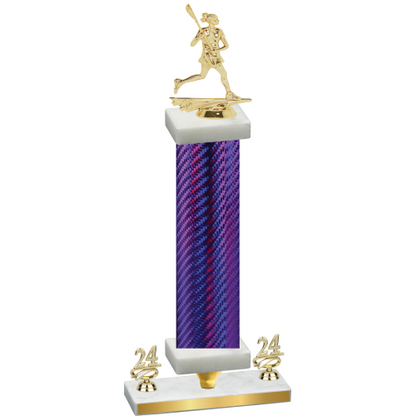 Premium Single Purple Carbon Fiber Year Lacrosse Trophy