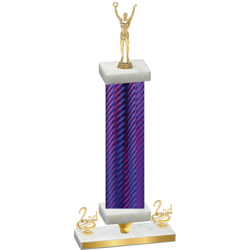 Premium Single Purple Carbon Fiber Second Place Victory Trophy