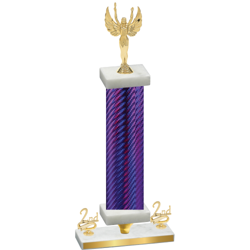 Premium Single Purple Carbon Fiber Second Place Victory Trophy