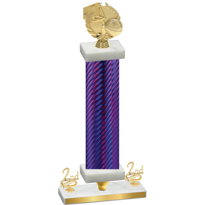 Premium Single Purple Carbon Fiber Second Place Basketball Trophy