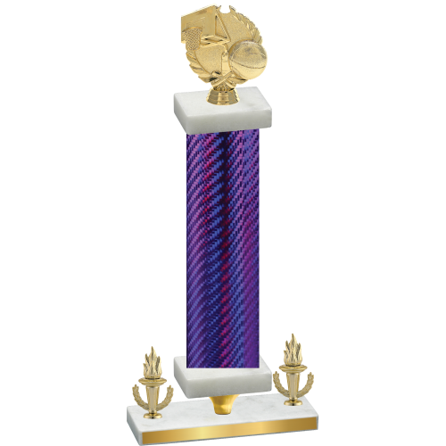 Premium Single Purple Carbon Fiber Victory Basketball Trophy