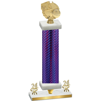 Premium Single Purple Carbon Fiber Year Basketball Trophy