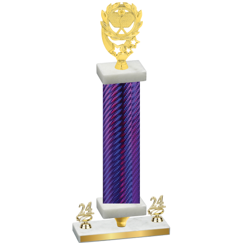 Premium Single Purple Carbon Fiber Year Pickleball Trophy