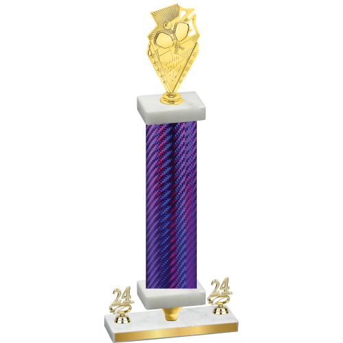 Premium Single Purple Carbon Fiber Year Pickleball Trophy