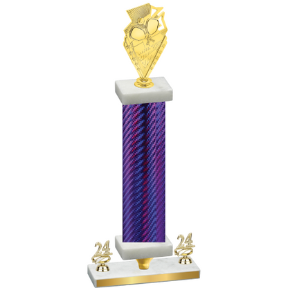 Premium Single Purple Carbon Fiber Year Pickleball Trophy