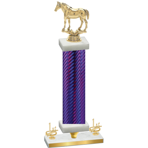 Premium Single Purple Carbon Fiber First Place Horses Trophy