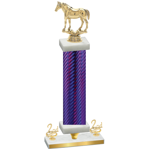 Premium Single Purple Carbon Fiber Second Place Horses Trophy