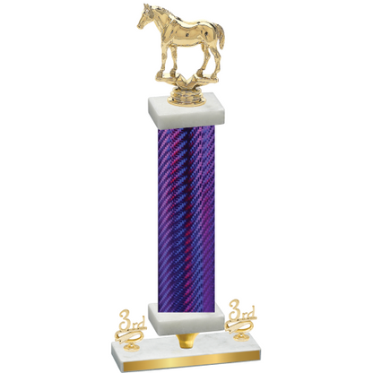 Premium Single Purple Carbon Fiber Third Place Horses Trophy