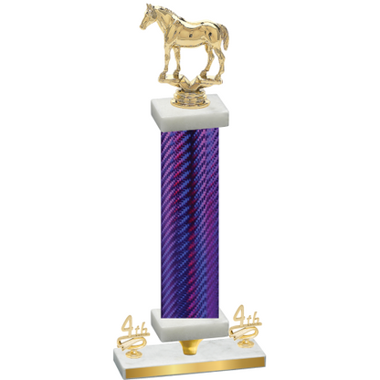 Premium Single Purple Carbon Fiber Fourth Place Horses Trophy