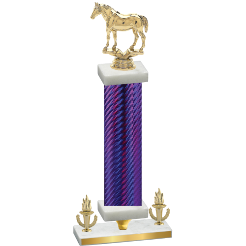 Premium Single Purple Carbon Fiber Victory Horses Trophy