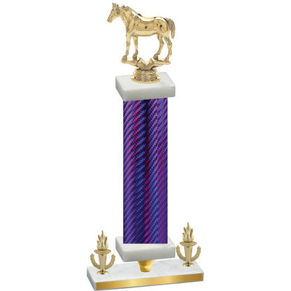 Premium Single Purple Carbon Fiber Victory Horses Trophy