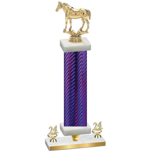 Premium Single Purple Carbon Fiber Year Horses Trophy