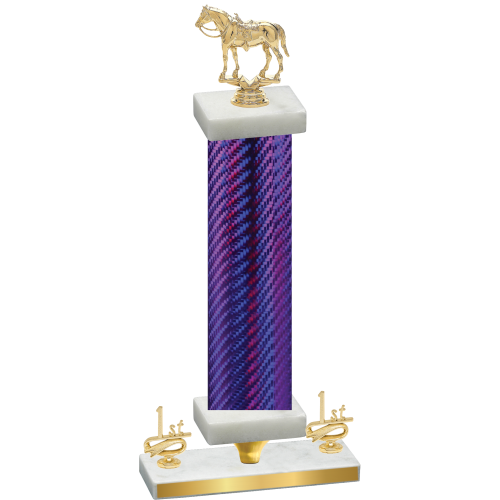 Premium Single Purple Carbon Fiber First Place Horses Trophy