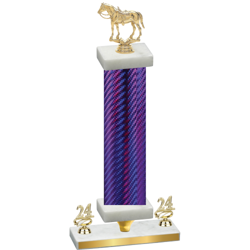 Premium Single Purple Carbon Fiber Year Horses Trophy