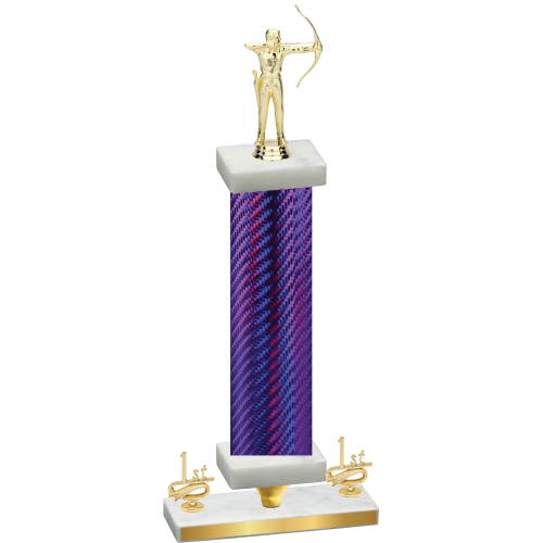 Premium Single Purple Carbon Fiber First Place Archery Trophy