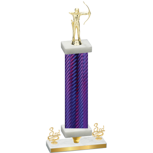 Premium Single Purple Carbon Fiber Third Place Archery Trophy