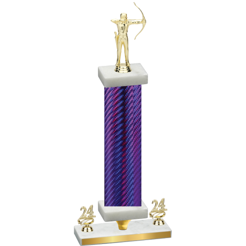 Premium Single Purple Carbon Fiber Year Archery Trophy