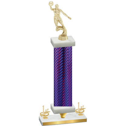 Premium Single Purple Carbon Fiber First Place Basketball Trophy