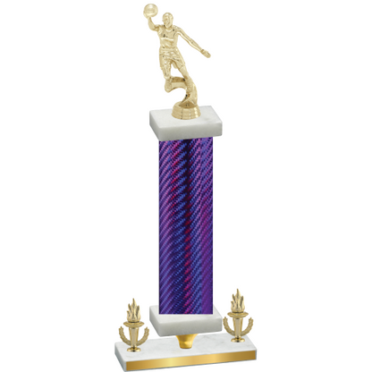 Premium Single Purple Carbon Fiber Victory Basketball Trophy