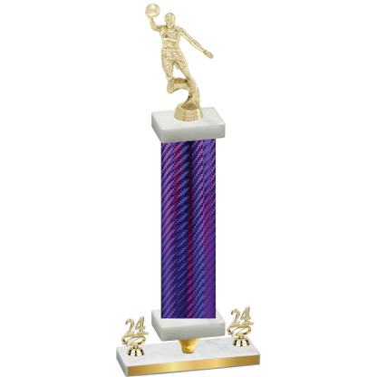 Premium Single Purple Carbon Fiber Year Basketball Trophy