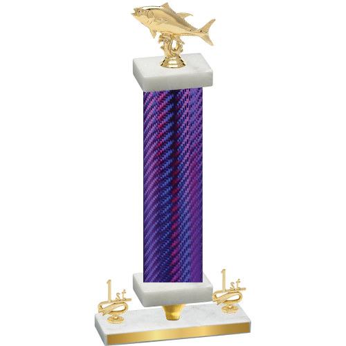 Premium Single Purple Carbon Fiber First Place Fishing Trophy