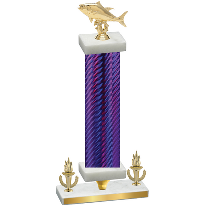 Premium Single Purple Carbon Fiber Victory Fishing Trophy