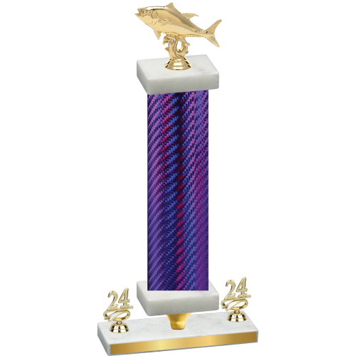 Premium Single Purple Carbon Fiber Year Fishing Trophy