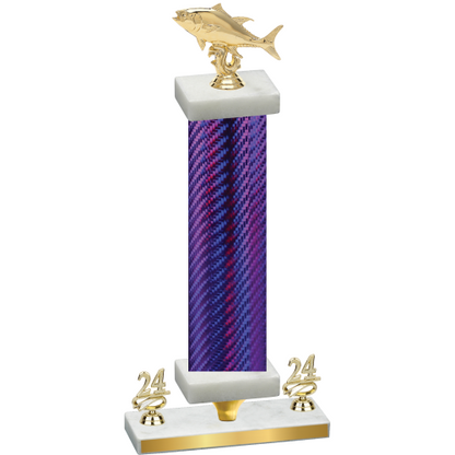 Premium Single Purple Carbon Fiber Year Fishing Trophy