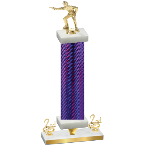 Premium Single Purple Carbon Fiber Second Place Shooter Trophy