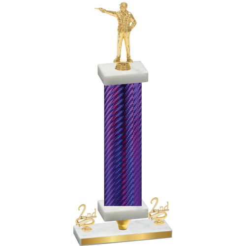Premium Single Purple Carbon Fiber Second Place Shooter Trophy