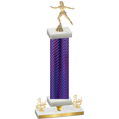 Premium Single Purple Carbon Fiber Third Place Skater Trophy