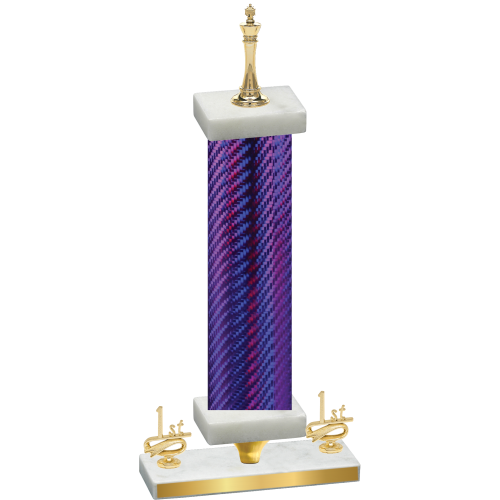 Premium Single Purple Carbon Fiber First Place Chess Trophy