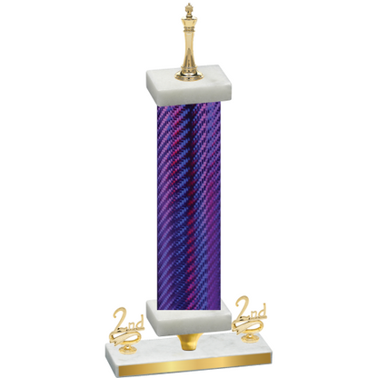 Premium Single Purple Carbon Fiber Second Place Chess Trophy
