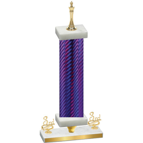 Premium Single Purple Carbon Fiber Third Place Chess Trophy