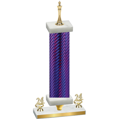 Premium Single Purple Carbon Fiber Year Chess Trophy