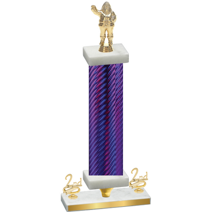 Premium Single Purple Carbon Fiber Second Place Holiday Trophy