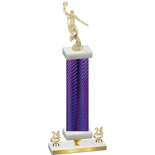 Premium Single Purple Carbon Fiber Year Basketball Trophy