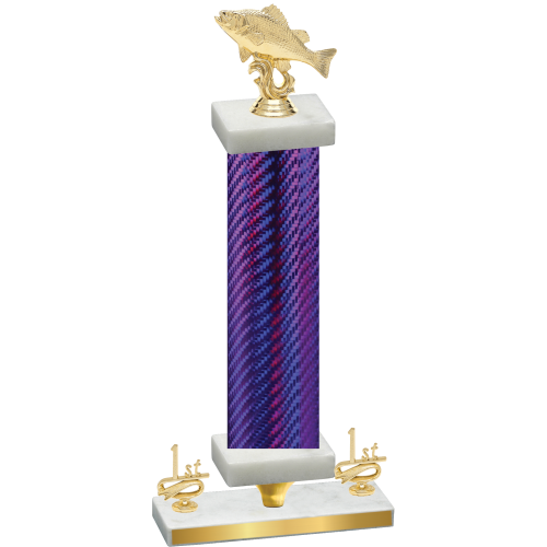 Premium Single Purple Carbon Fiber First Place Fishing Trophy