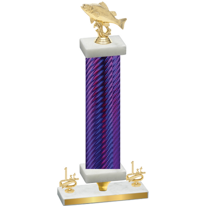 Premium Single Purple Carbon Fiber First Place Fishing Trophy