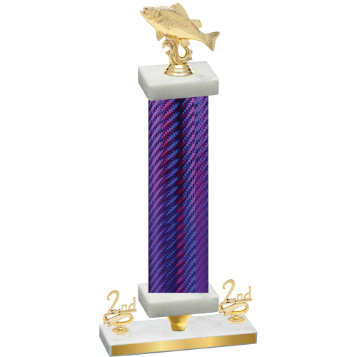 Premium Single Purple Carbon Fiber Second Place Fishing Trophy