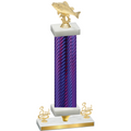 Premium Single Purple Carbon Fiber Third Place Fishing Trophy