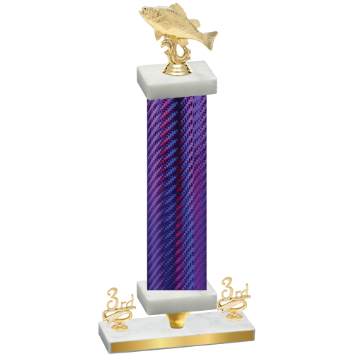 Premium Single Purple Carbon Fiber Third Place Fishing Trophy