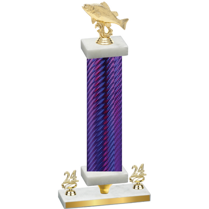 Premium Single Purple Carbon Fiber Year Fishing Trophy