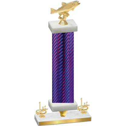 Premium Single Purple Carbon Fiber First Place Fishing Trophy