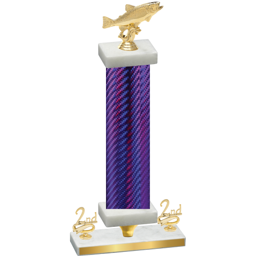 Premium Single Purple Carbon Fiber Second Place Fishing Trophy