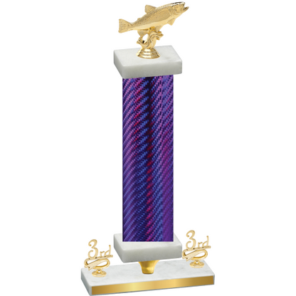 Premium Single Purple Carbon Fiber Third Place Fishing Trophy