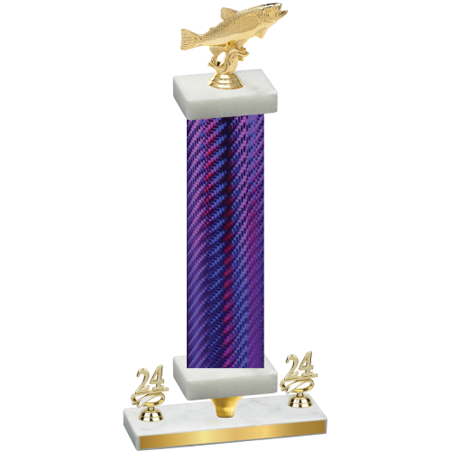 Premium Single Purple Carbon Fiber Year Fishing Trophy