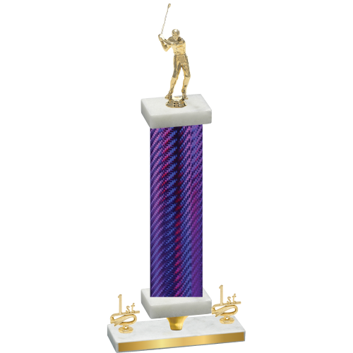 Premium Single Purple Carbon Fiber First Place Golf Trophy