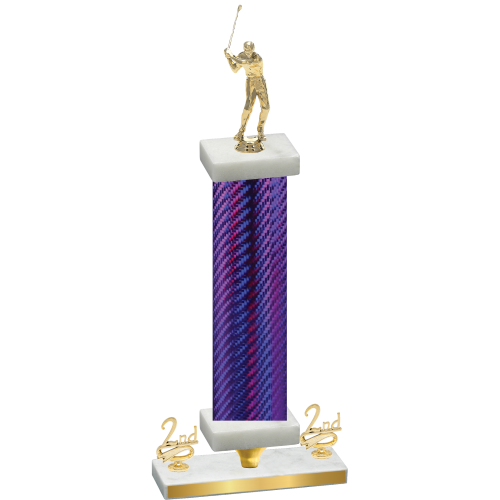 Premium Single Purple Carbon Fiber Second Place Golf Trophy