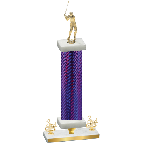 Premium Single Purple Carbon Fiber Third Place Golf Trophy